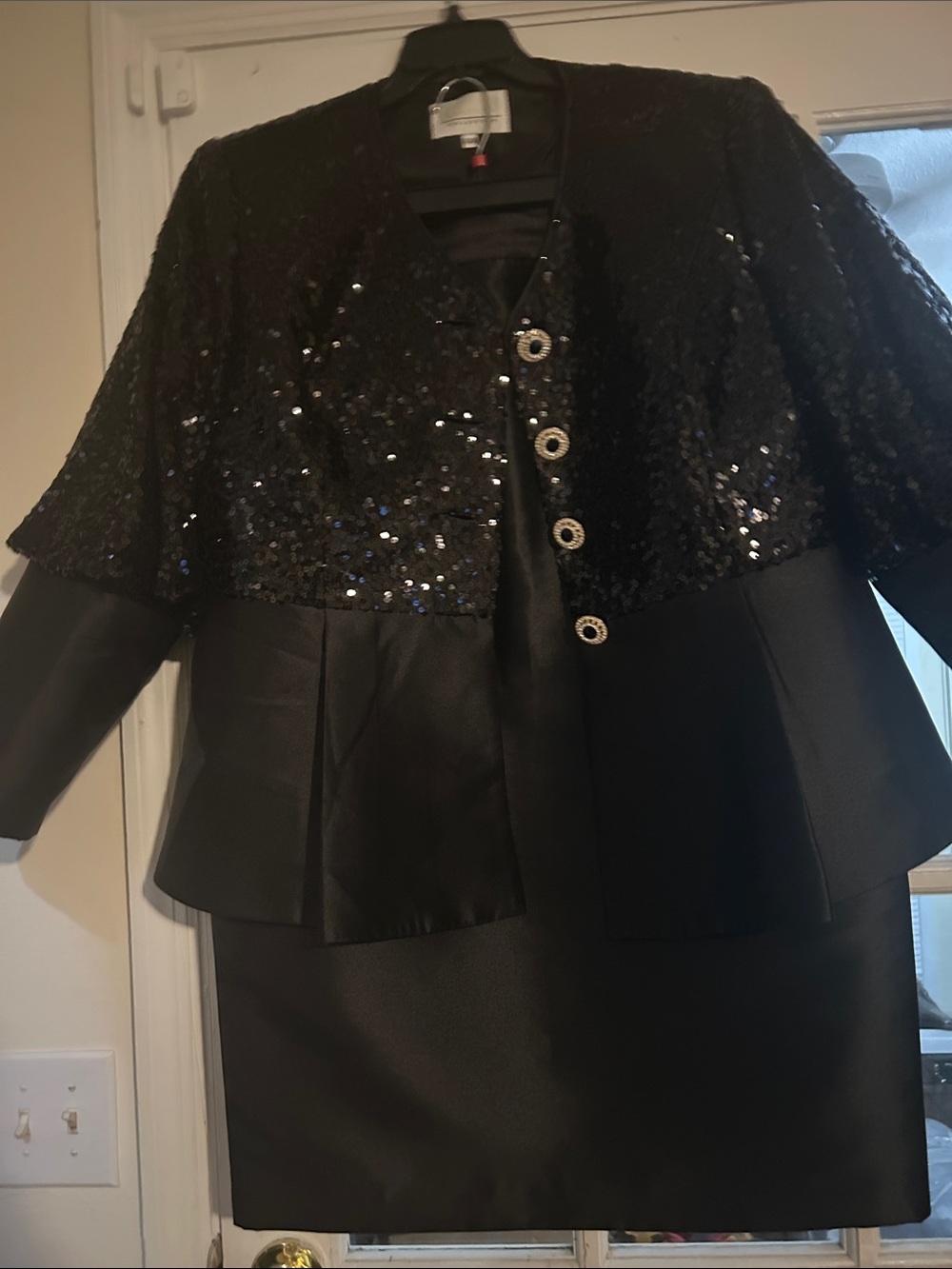 Black Sequin Peplum Evening Jacket by Giovanna